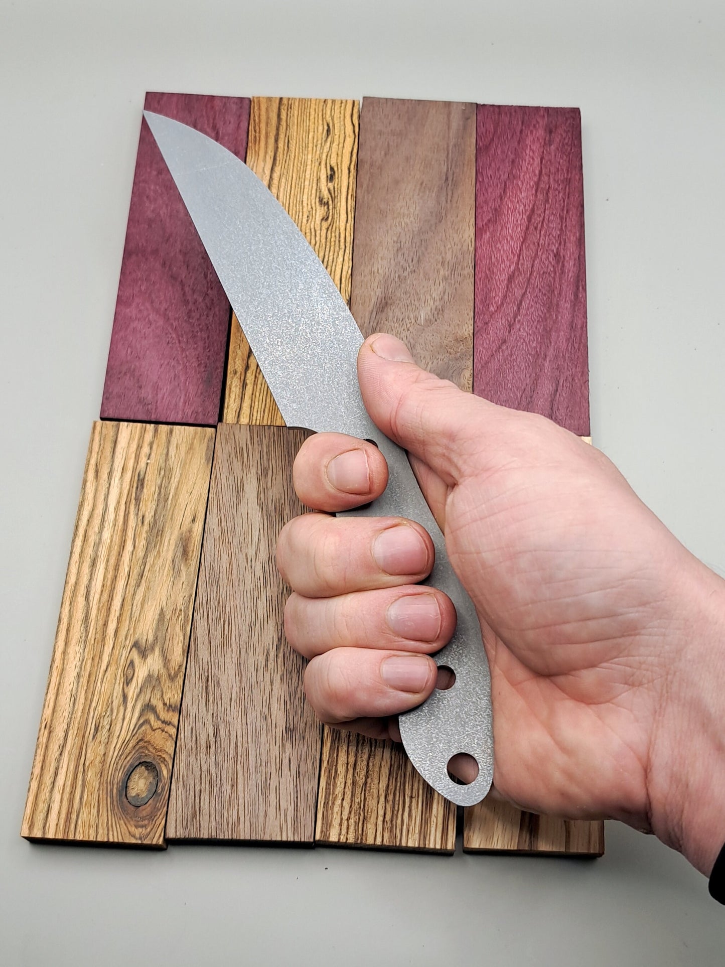 DIY Hunting Knife Making Kit: 9 Inch Wharncliffe High Carbon Steel Blade, Exotic Wood Handle
