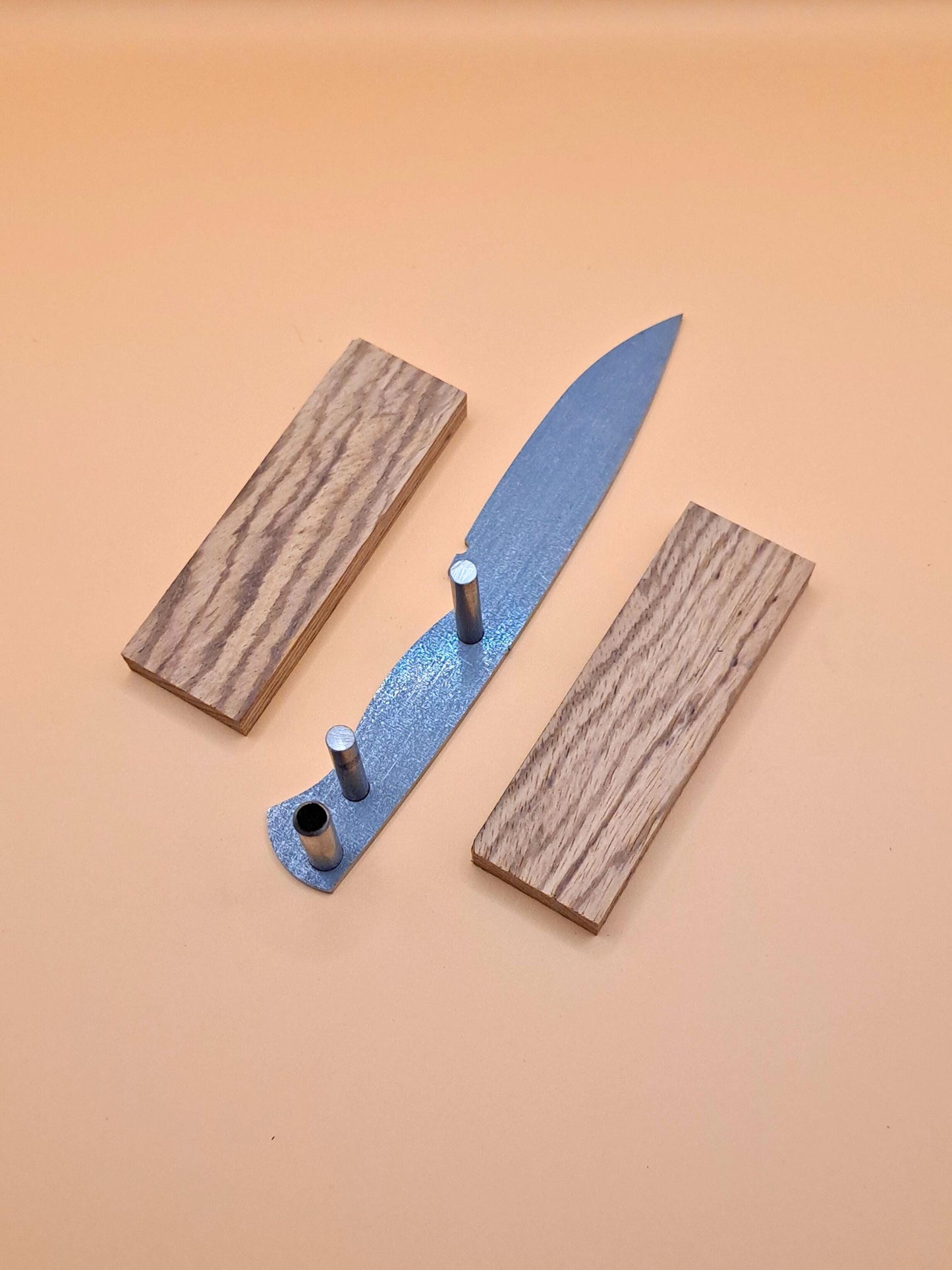 DIY Hunting Knife Making Kit: 7 Inch Drop Point High Carbon Steel Blade, Exotic Wood Handles