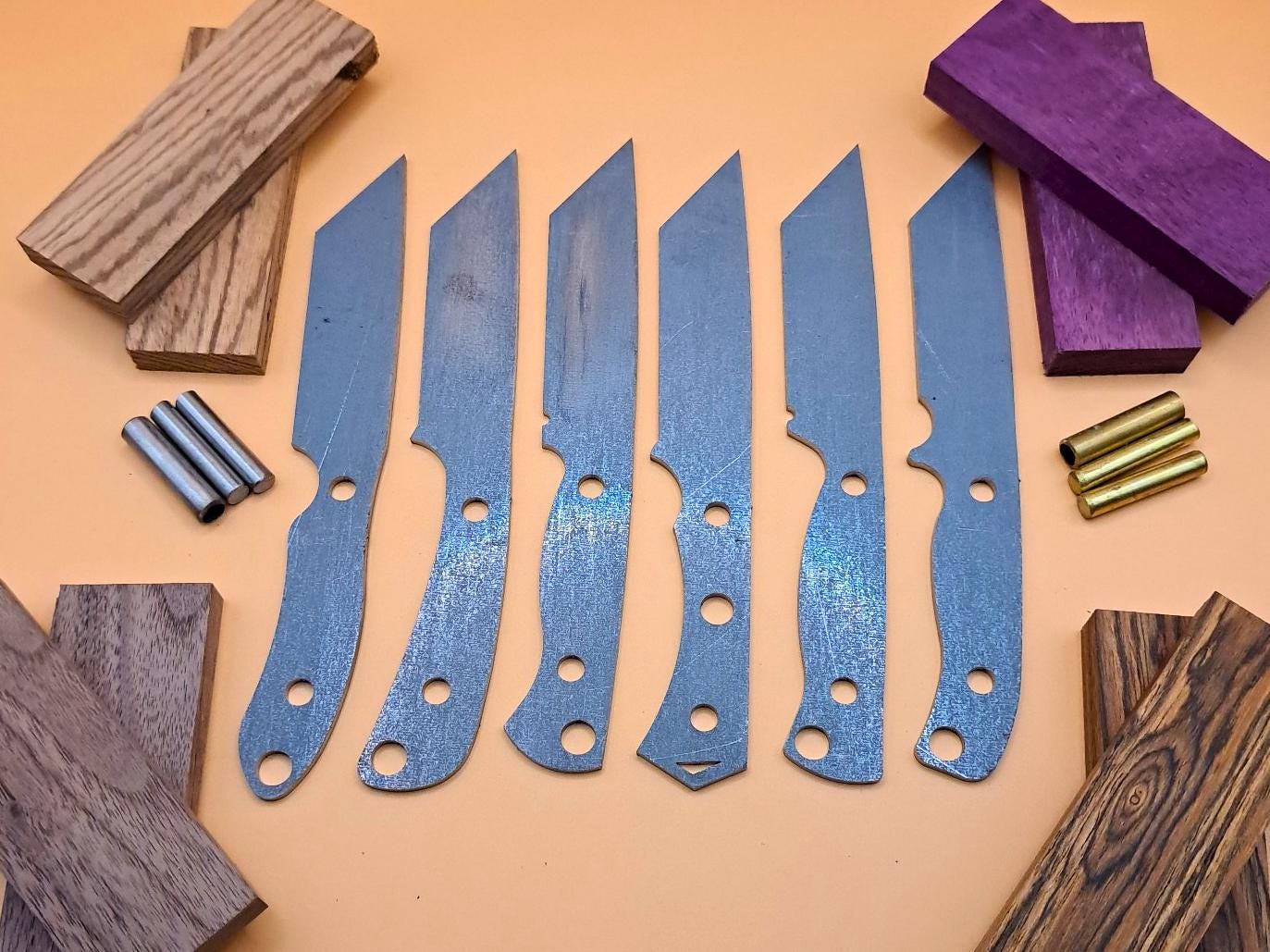 DIY Hunting Knife Making Kit: 7 Inch Tanto High Carbon Steel Blade, Exotic Wood Handles