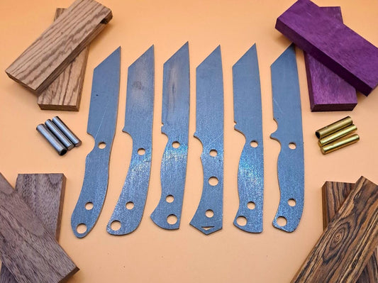 DIY Hunting Knife Making Kit: 7 Inch Tanto High Carbon Steel Blade, Exotic Wood Handles