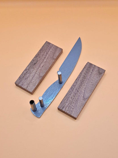 DIY Hunting Knife Making Kit: 7 Inch Wharncliffe High Carbon Steel Blade, Exotic Wood Handles