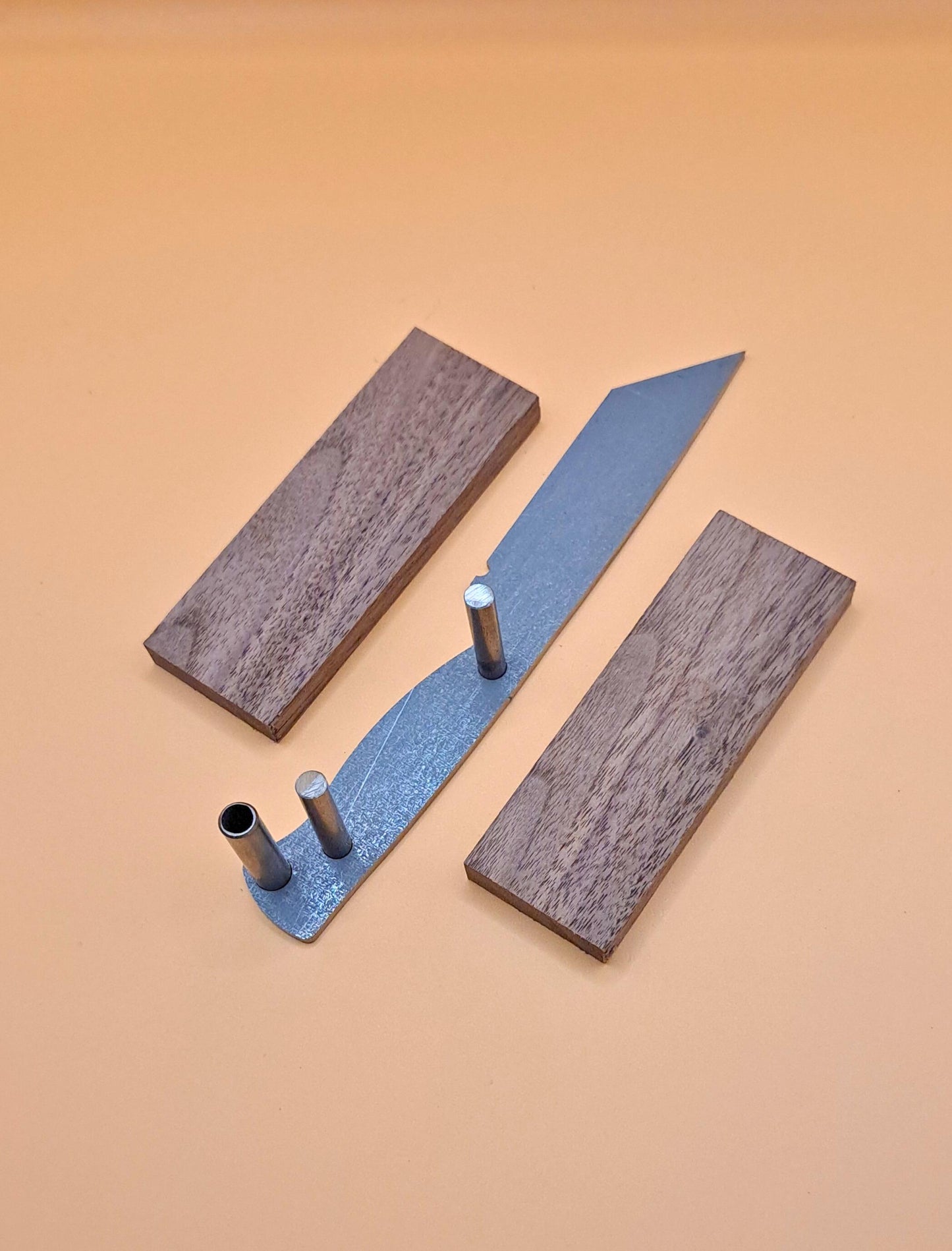 DIY Hunting Knife Making Kit: 7 Inch Tanto High Carbon Steel Blade, Exotic Wood Handles