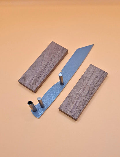 DIY Hunting Knife Making Kit: 7 Inch Tanto High Carbon Steel Blade, Exotic Wood Handles