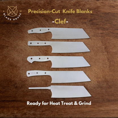 Clef Knife Maker Ready Blade Blank – 1084, 80CrV2 or AEB-L Steel