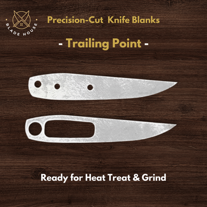 Trailing Point Maker Ready Knife Blank | 1084, 80CrV2, AEB-L & D2