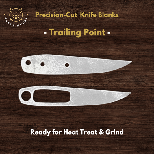 Trailing Point Maker Ready Knife Blank | 1084, 80CrV2, AEB-L & D2