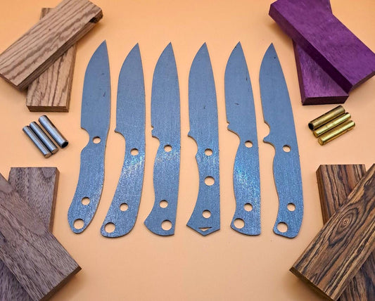 DIY Hunting Knife Making Kit: 7 Inch Drop Point High Carbon Steel Blade, Exotic Wood Handles