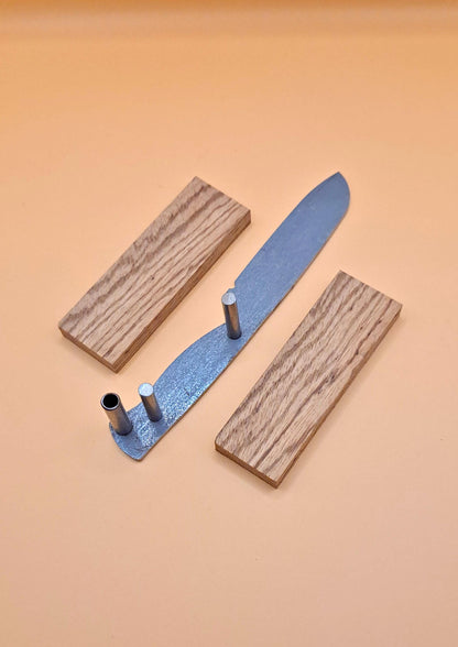 DIY Hunting Knife Making Kit: 7 Inch Sheepsfoot High Carbon Steel Blade, Exotic Wood Handles