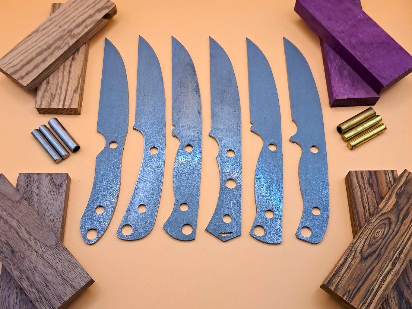 DIY Hunting Knife Making Kit: 7 Inch Wharncliffe High Carbon Steel Blade, Exotic Wood Handles