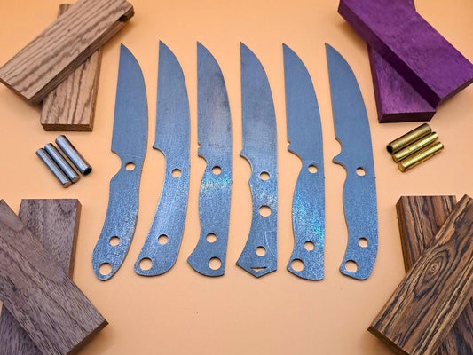 DIY Hunting Knife Making Kit: 7 Inch Wharncliffe High Carbon Steel Blade, Exotic Wood Handles
