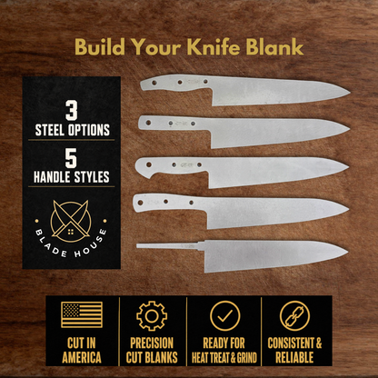 Gyuto Maker Ready Blade Blank – 1084, 80CrV2 or AEB-L Steel