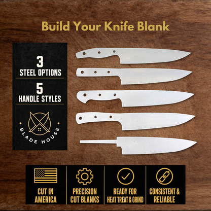 Chef Knife Maker Ready Blade Blank – 1084, 80CrV2 or AEB-L Steel