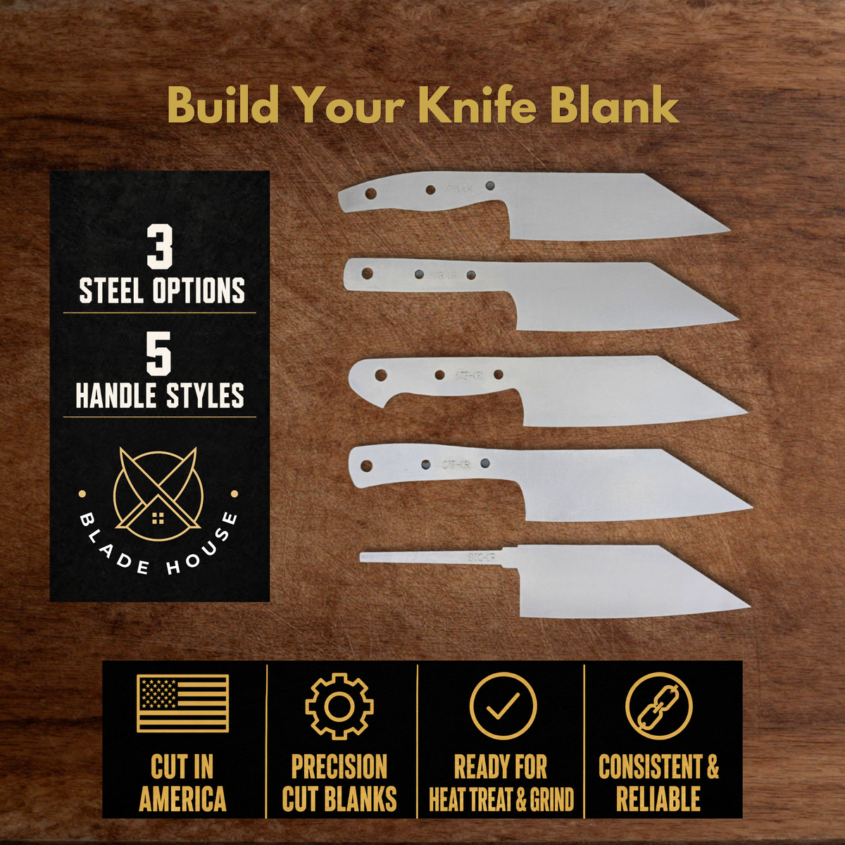Station Knife Maker Ready Blade Blank – 1084, 80CrV2 or AEB-L Steel