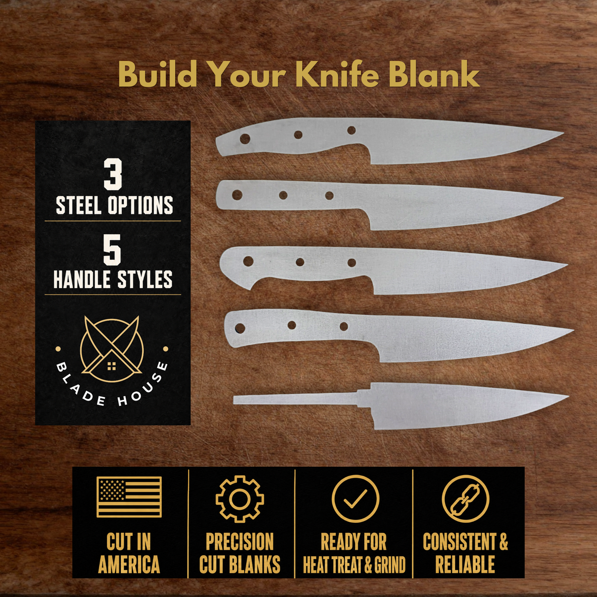 Utility Knife Maker Ready Blade Blank – 1084, 80CrV2 or AEB-L Steel