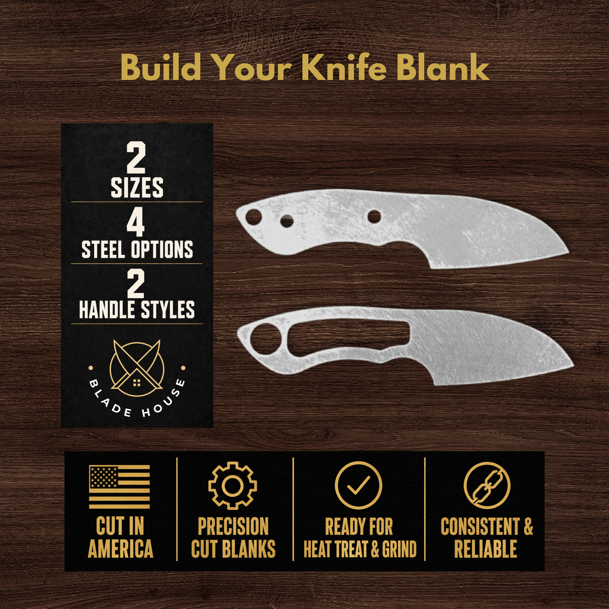 Straight Edge Maker Ready Knife Blank | 1084, 80CrV2, AEB-L & D2
