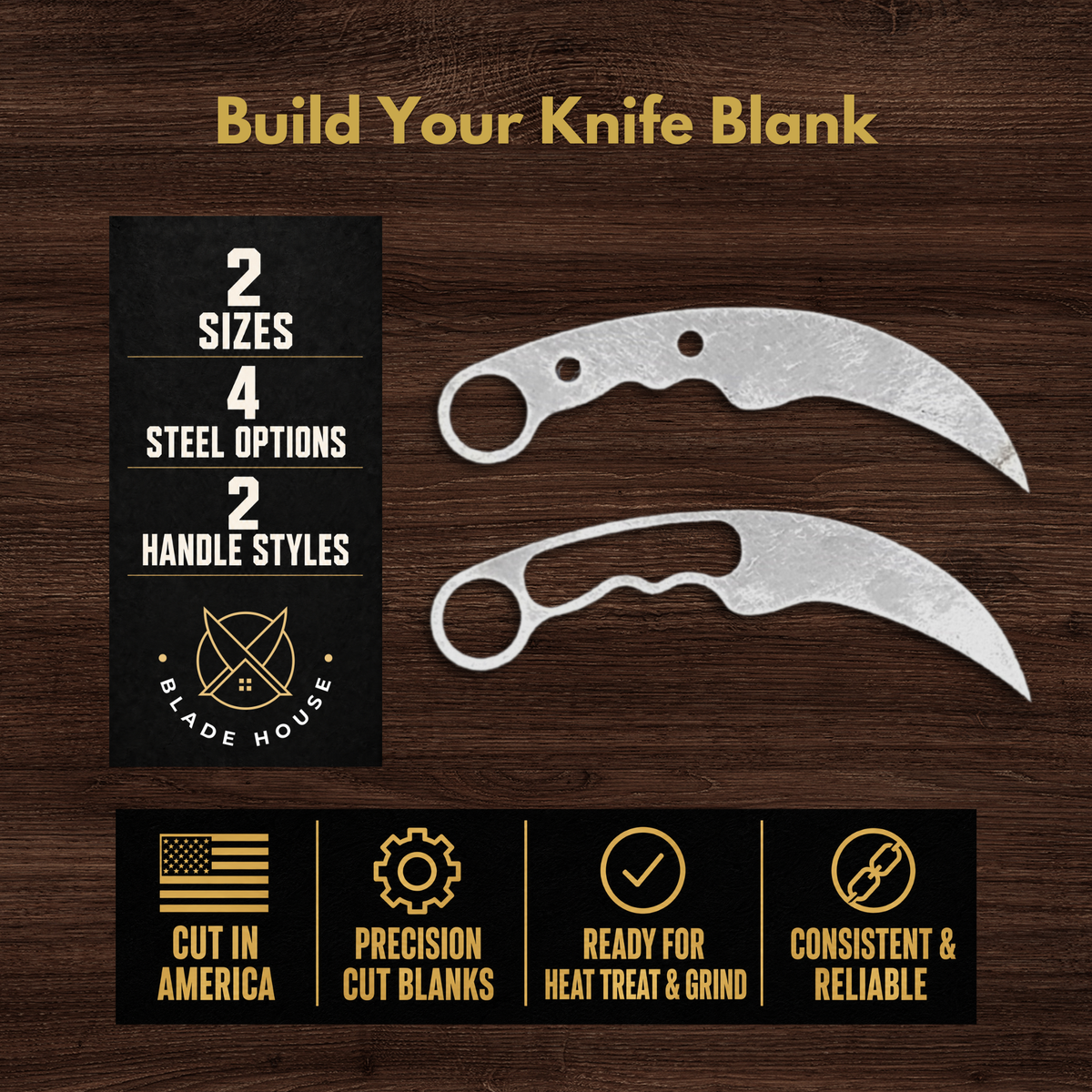 Karambit Maker Ready Knife Blank | 1084, 80CrV2, AEB-L & D2