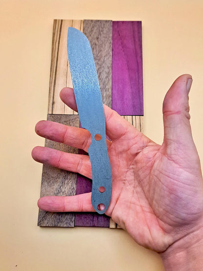 DIY Hunting Knife Making Kit: 7 Inch Sheepsfoot High Carbon Steel Blade, Exotic Wood Handles
