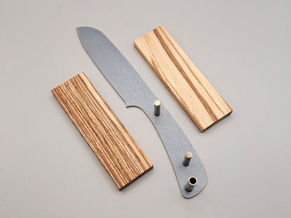 DIY Hunting Knife Making Kit: 9 Inch Sheepsfoot High Carbon Steel Blade, Exotic Wood Handles
