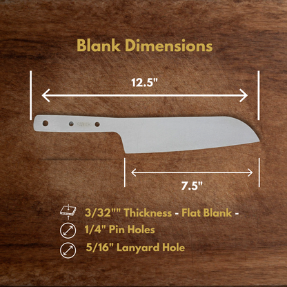 Santoku Maker Ready Blade Blank – 1084, 80CrV2 or AEB-L Steel
