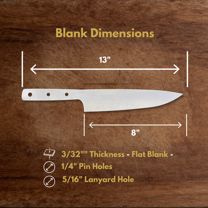 Chef Knife Maker Ready Blade Blank – 1084, 80CrV2 or AEB-L Steel