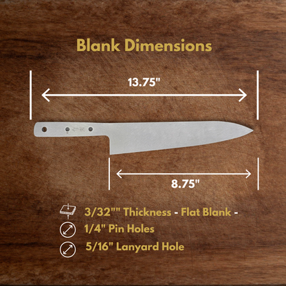 Gyuto Maker Ready Blade Blank – 1084, 80CrV2 or AEB-L Steel