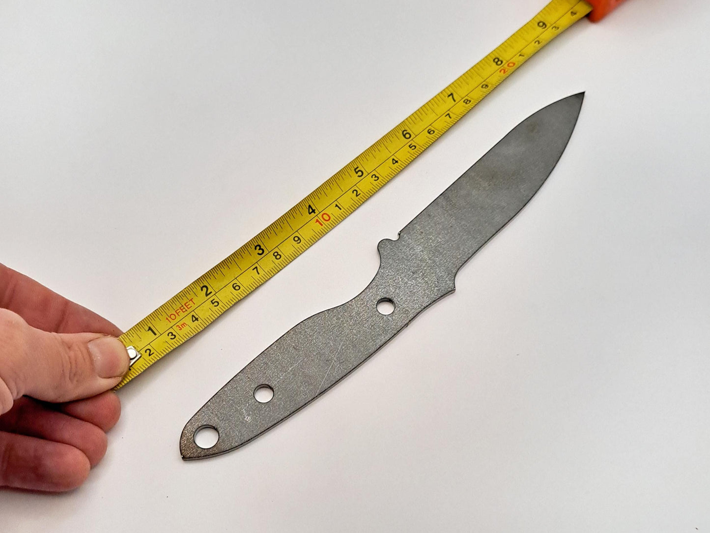 Tactical Drop Point Knife Blank (Unfinished): High Carbon Steel, USA Made DIY Blade (Unfinished)