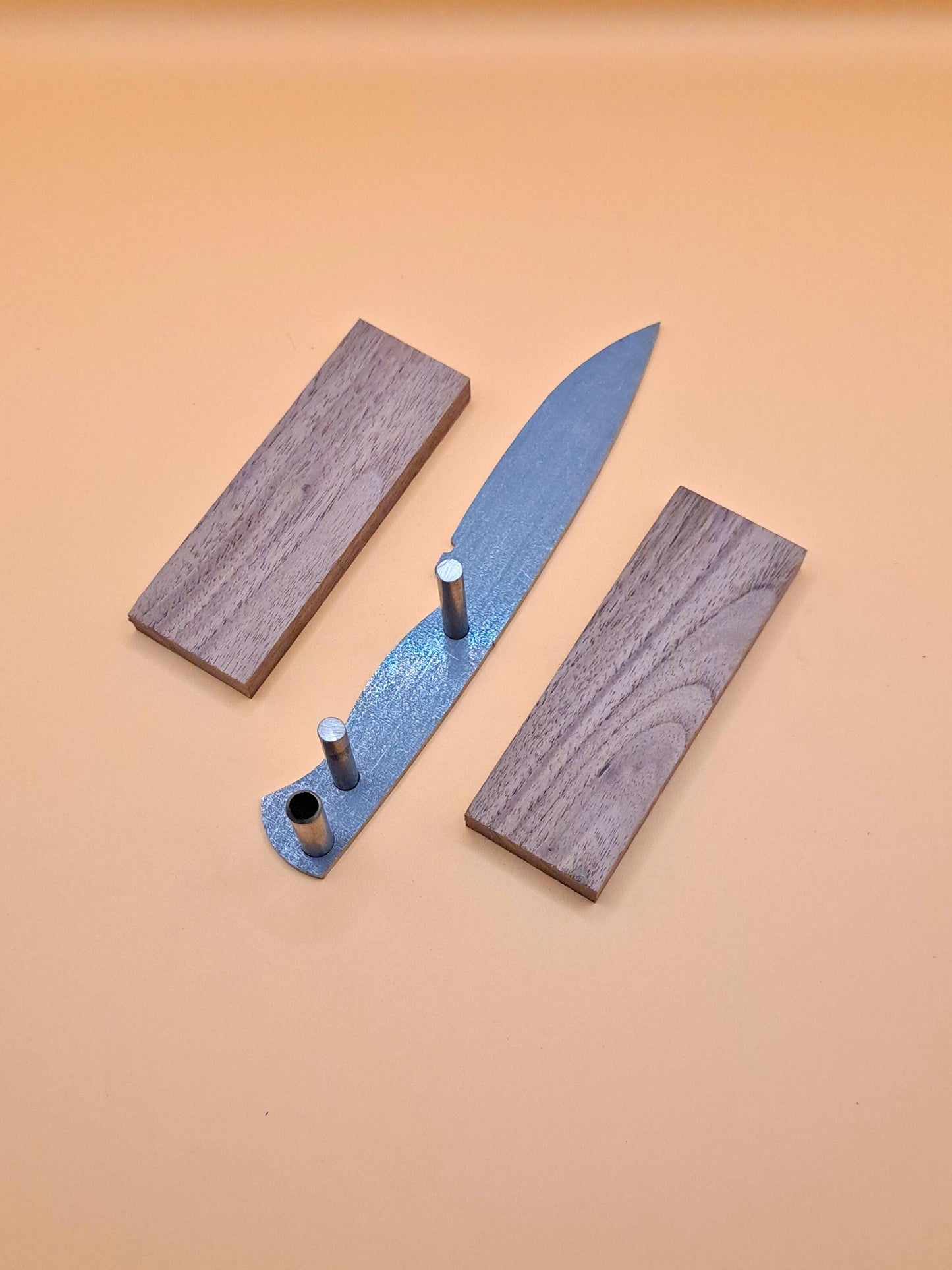 DIY Hunting Knife Making Kit: 7 Inch Drop Point High Carbon Steel Blade, Exotic Wood Handles