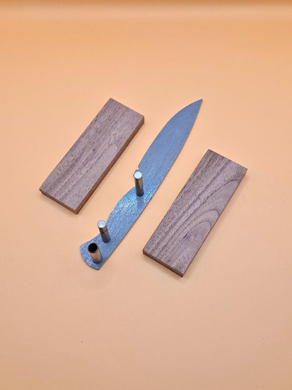 DIY Hunting Knife Making Kit: 7 Inch Drop Point High Carbon Steel Blade, Exotic Wood Handles