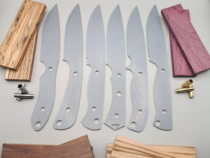 DIY Hunting Knife Making Kit: 9 Inch Drop Point Blade, High Carbon Steel, Exotic Wood Handles