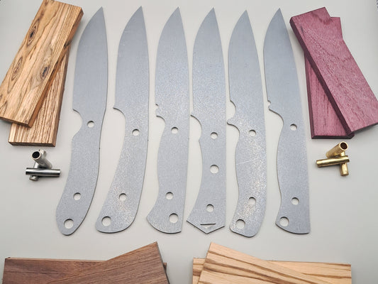 DIY Hunting Knife Making Kit: 9 Inch Drop Point Blade, High Carbon Steel, Exotic Wood Handles