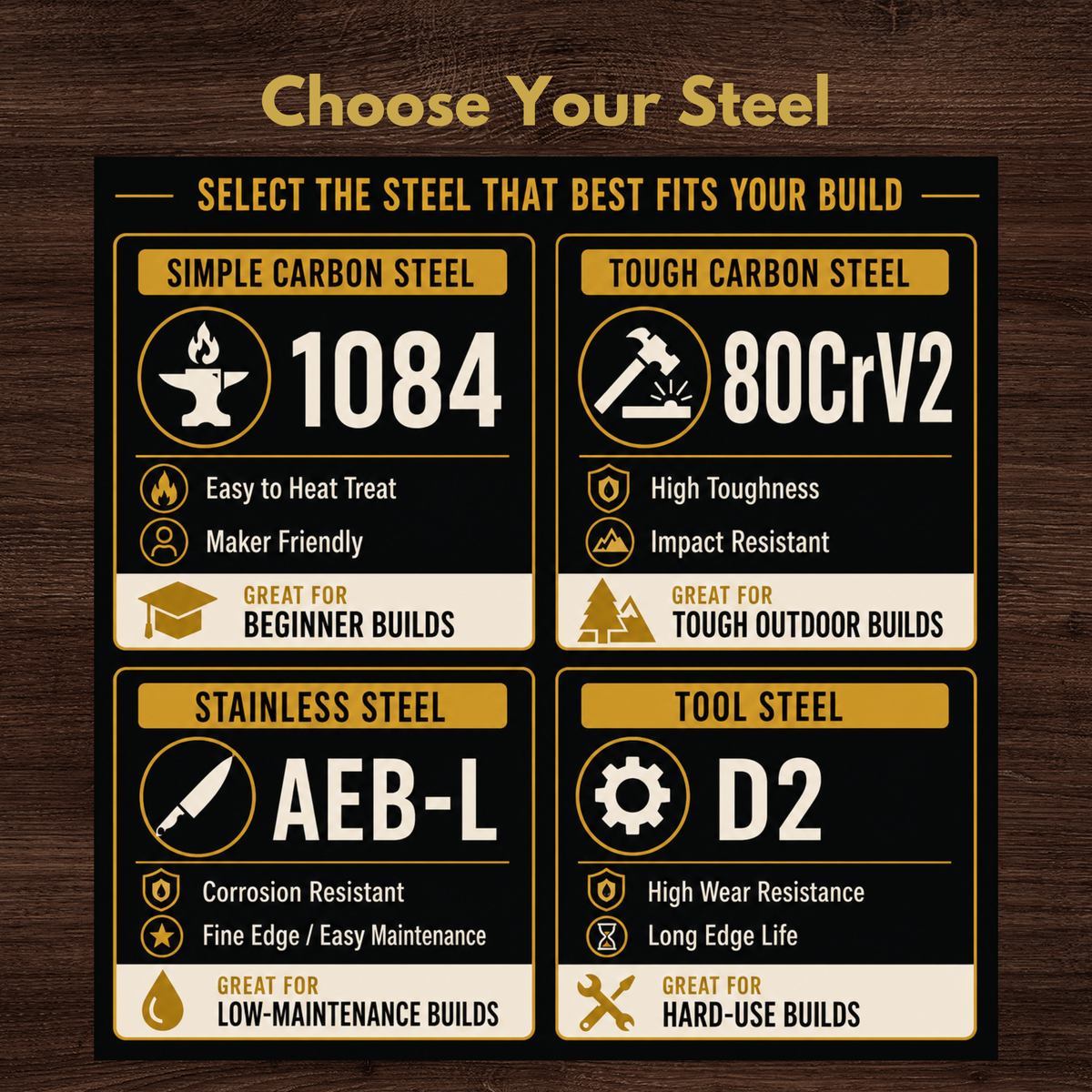 Sheepsfoot Maker Ready Knife Blank | 1084, 80CrV2, AEB-L & D2