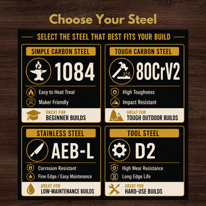Sheepsfoot Maker Ready Knife Blank | 1084, 80CrV2, AEB-L & D2