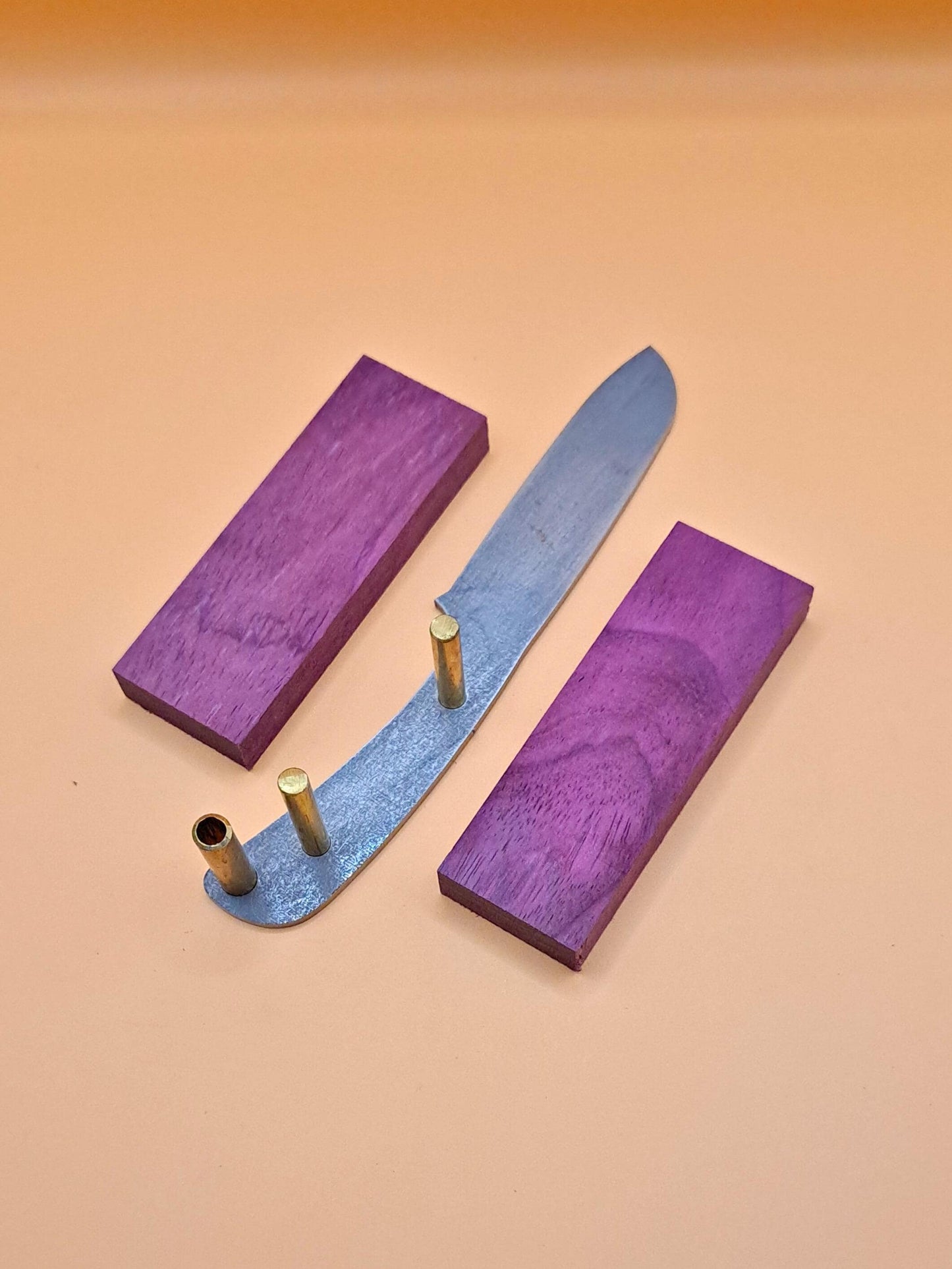 DIY Hunting Knife Making Kit: 7 Inch Sheepsfoot High Carbon Steel Blade, Exotic Wood Handles