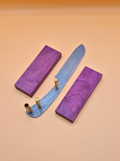 DIY Hunting Knife Making Kit: 7 Inch Sheepsfoot High Carbon Steel Blade, Exotic Wood Handles