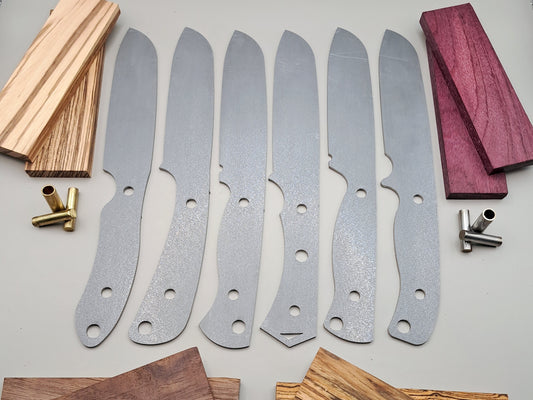 DIY Hunting Knife Making Kit: 9 Inch Sheepsfoot High Carbon Steel Blade, Exotic Wood Handles