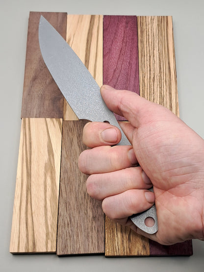 DIY Hunting Knife Making Kit: 9 Inch Drop Point Blade, High Carbon Steel, Exotic Wood Handles