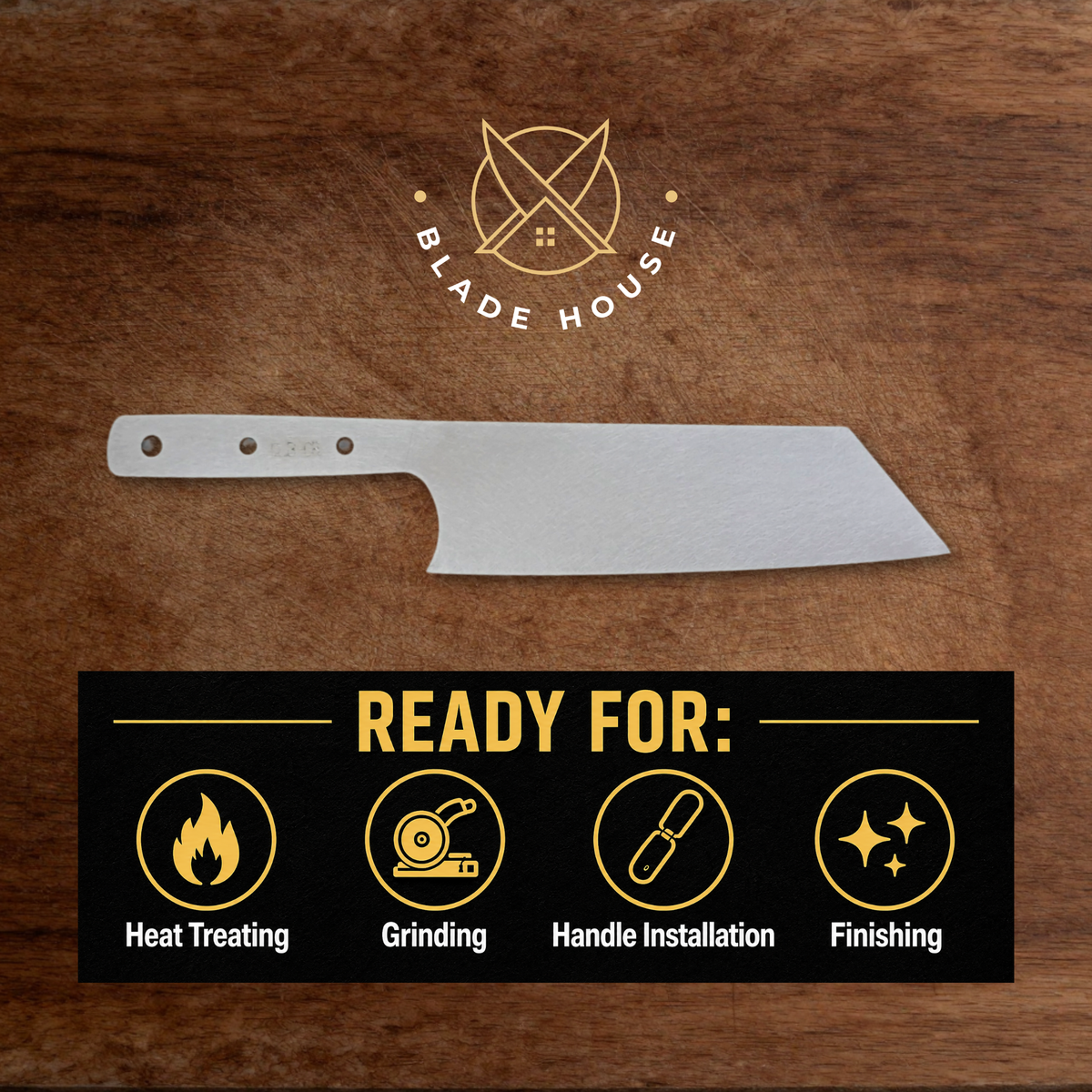Clef Knife Maker Ready Blade Blank – 1084, 80CrV2 or AEB-L Steel