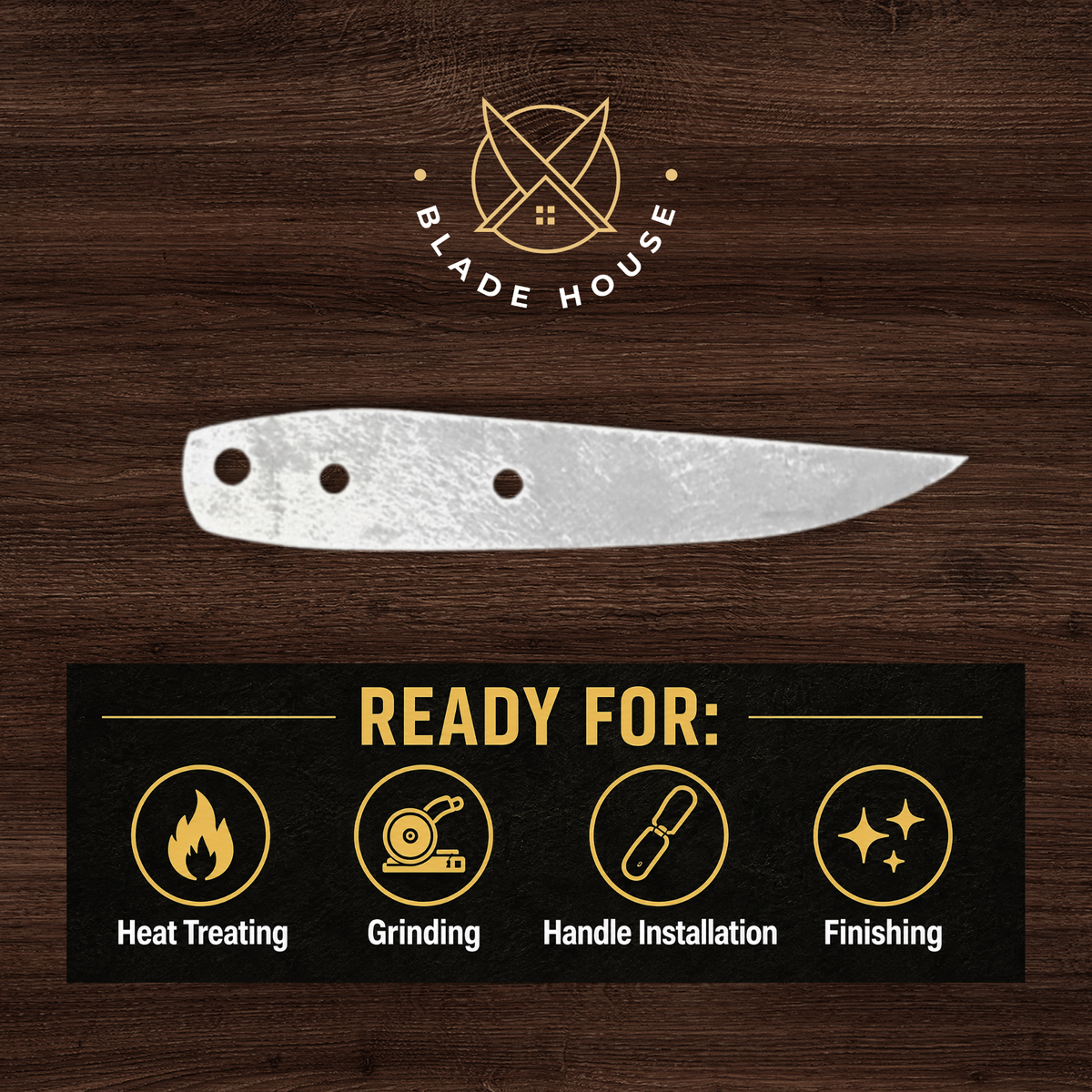Trailing Point Maker Ready Knife Blank | 1084, 80CrV2, AEB-L & D2