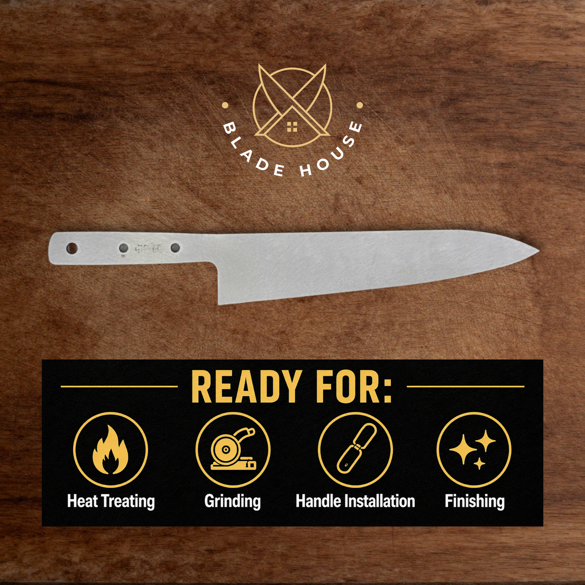 Gyuto Maker Ready Blade Blank – 1084, 80CrV2 or AEB-L Steel