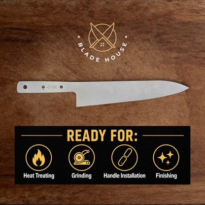 Gyuto Maker Ready Blade Blank – 1084, 80CrV2 or AEB-L Steel