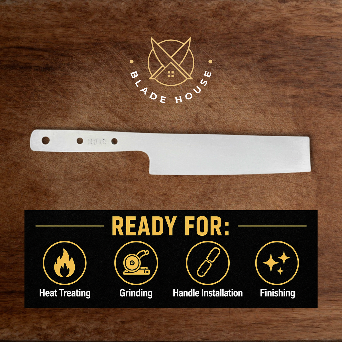 Nakiri Maker Ready Blade Blank – 1084, 80CrV2 or AEB-L Steel