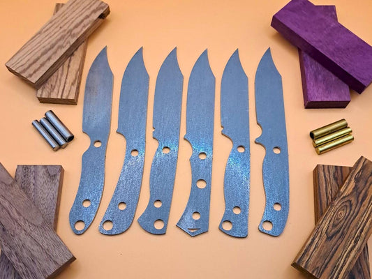 DIY Hunting Knife Making Kit: 7 Inch Clip Point High Carbon Steel Blade, Exotic Wood Handles