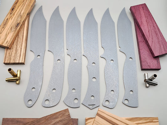 DIY Hunting Knife Making Kit: 9 Inch Clip Point High Carbon Steel Blade, Exotic Wood Handle