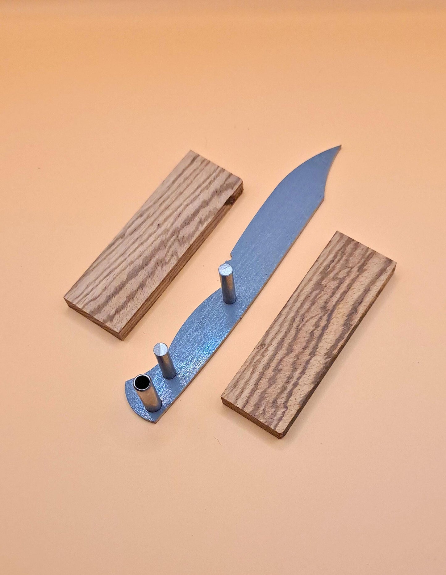 DIY Hunting Knife Making Kit: 7 Inch Clip Point High Carbon Steel Blade, Exotic Wood Handles