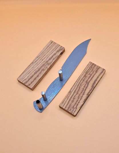DIY Hunting Knife Making Kit: 7 Inch Clip Point High Carbon Steel Blade, Exotic Wood Handles