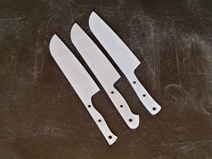 Santoku Chef Knife Blank (Unfinished): Stainless Steel or High Carbon, DIY Kitchen Knife