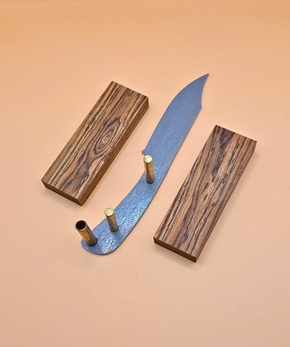 DIY Hunting Knife Making Kit: 7 Inch Clip Point High Carbon Steel Blade, Exotic Wood Handles