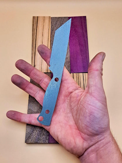 DIY Hunting Knife Making Kit: 7 Inch Tanto High Carbon Steel Blade, Exotic Wood Handles