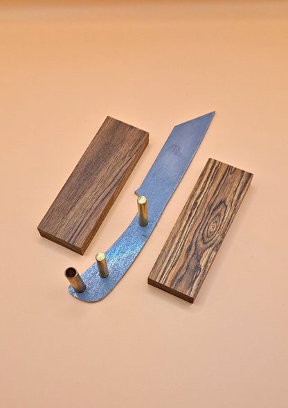 DIY Hunting Knife Making Kit: 7 Inch Sheepsfoot High Carbon Steel Blade, Exotic Wood Handles