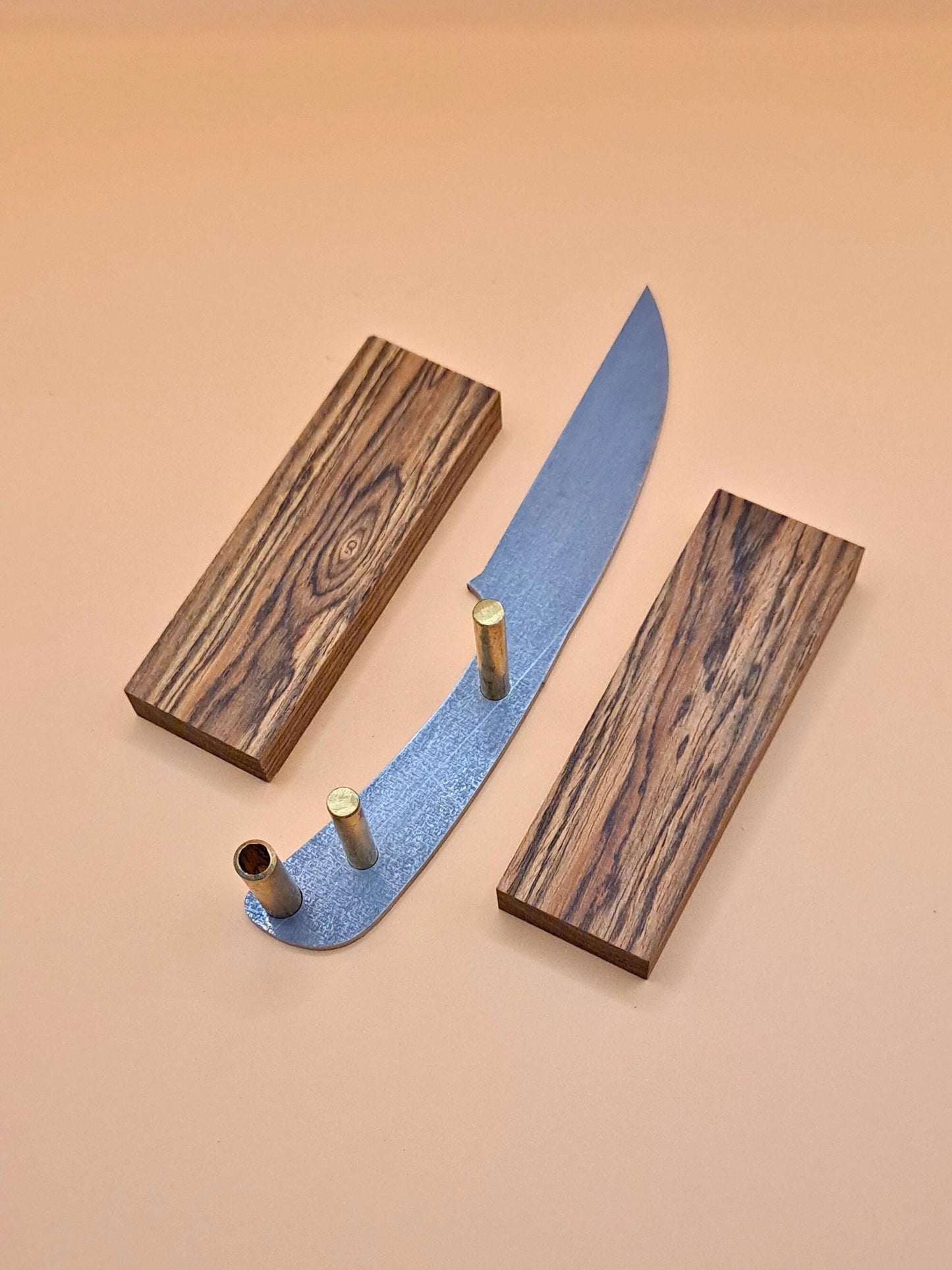 DIY Hunting Knife Making Kit: 7 Inch Wharncliffe High Carbon Steel Blade, Exotic Wood Handles